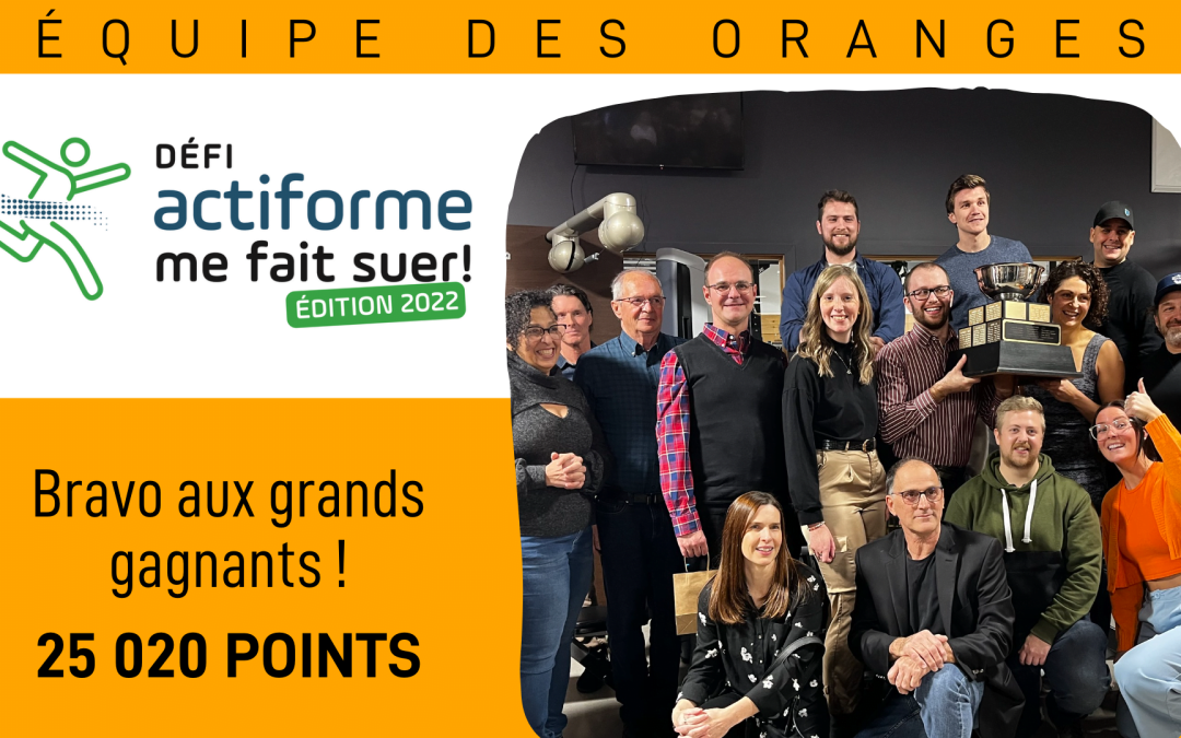 Les Oranges couronnés champions du Défi Actiforme me fait suer 2022